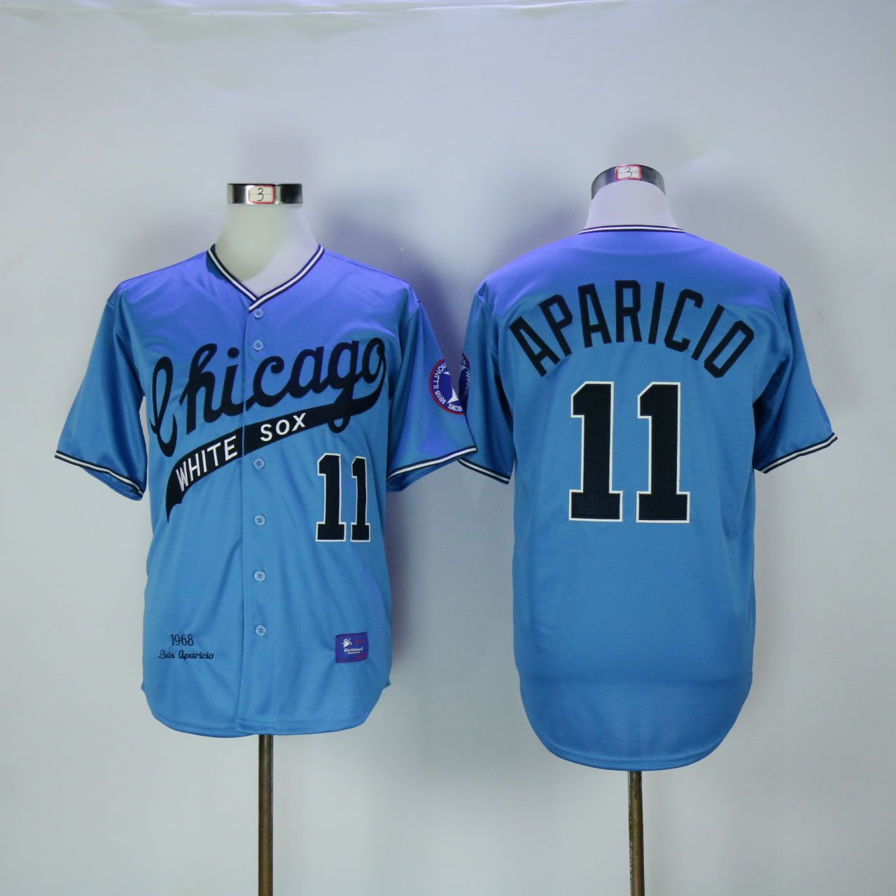 Men Chicago White Sox #11 Aparicio Blue Throwback MLB Jerseys